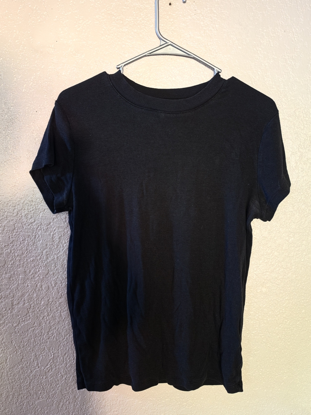 A New Day Women's Short Sleeve Ribbed T-Shirt Black Large